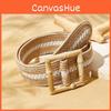 Bohemian Style Woven Rope Waist Belt With Geometric Bamboo Buckle
