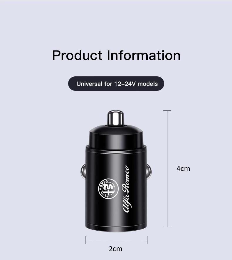 2026 Hot Sticker Car Charger USB Type-C Fast Charging Power Adapter For Alfa Romeo Giulia Stelvio Giulietta 156 159 147 Mito Ton
