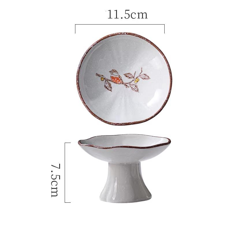 Neues Chinesisches Dessert Hoher Teller Kleiner Snack Erfrischungsteller Retro Keramikteller Nachmittagstee Snack Haushaltswaren