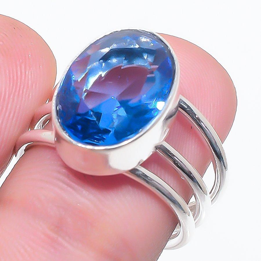 Swiss Blue Topaz Gemstone 925 Sterling Silver Jewelry Ring Size 6.5