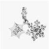 PAndora Opalescent Snowflake Double Pendant And Dangle Silver Charm 794142c01