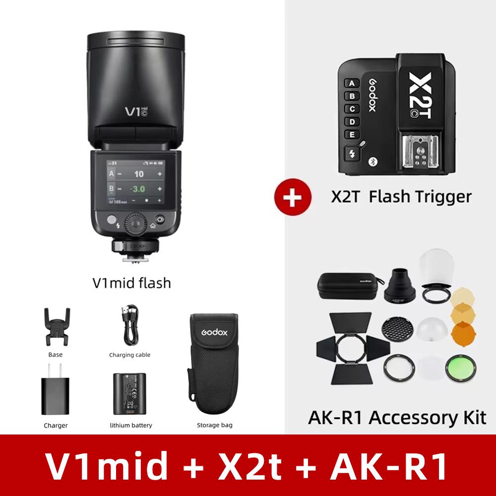 Godox V1MID TTL Camera Flash 55WS  Li-ion Round Head Wireless Speedlight for Canon Sony Nikon Olympus Fujifilm DSLR Cameras