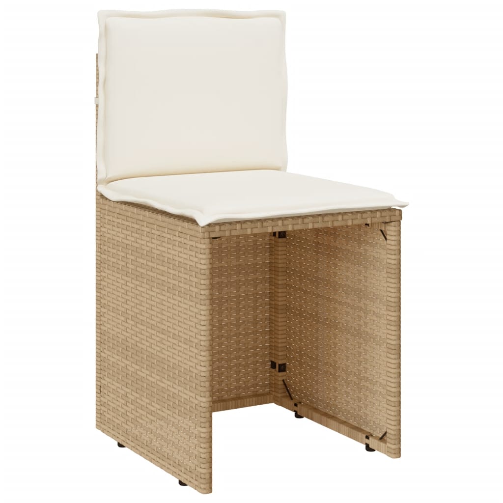 3 piece bistro set with cushions beige poly rattan