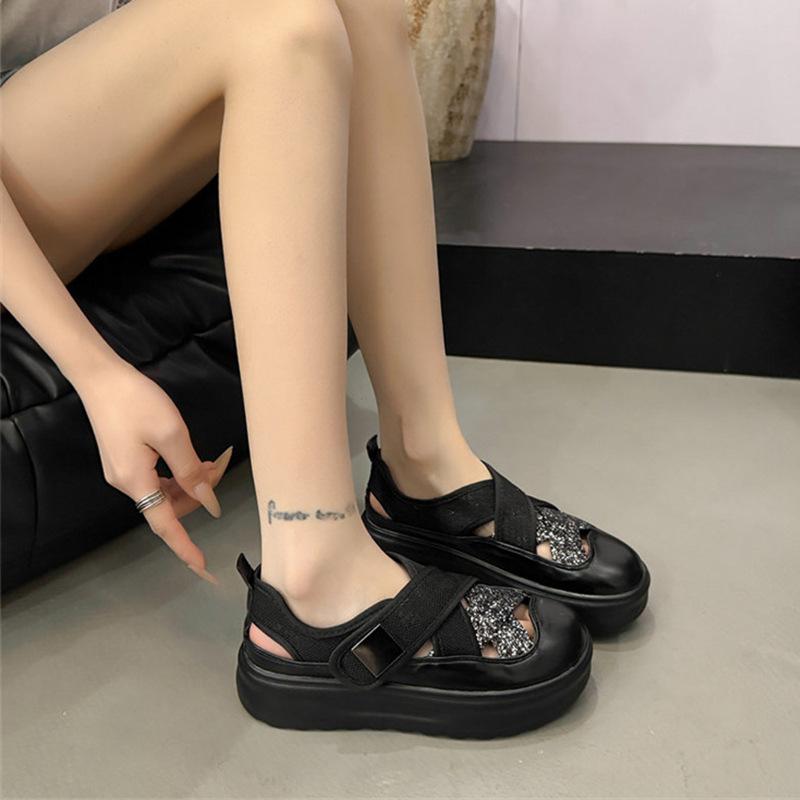 Hollow sports sandals women's summer new versatile platform student casual bag head sandals women