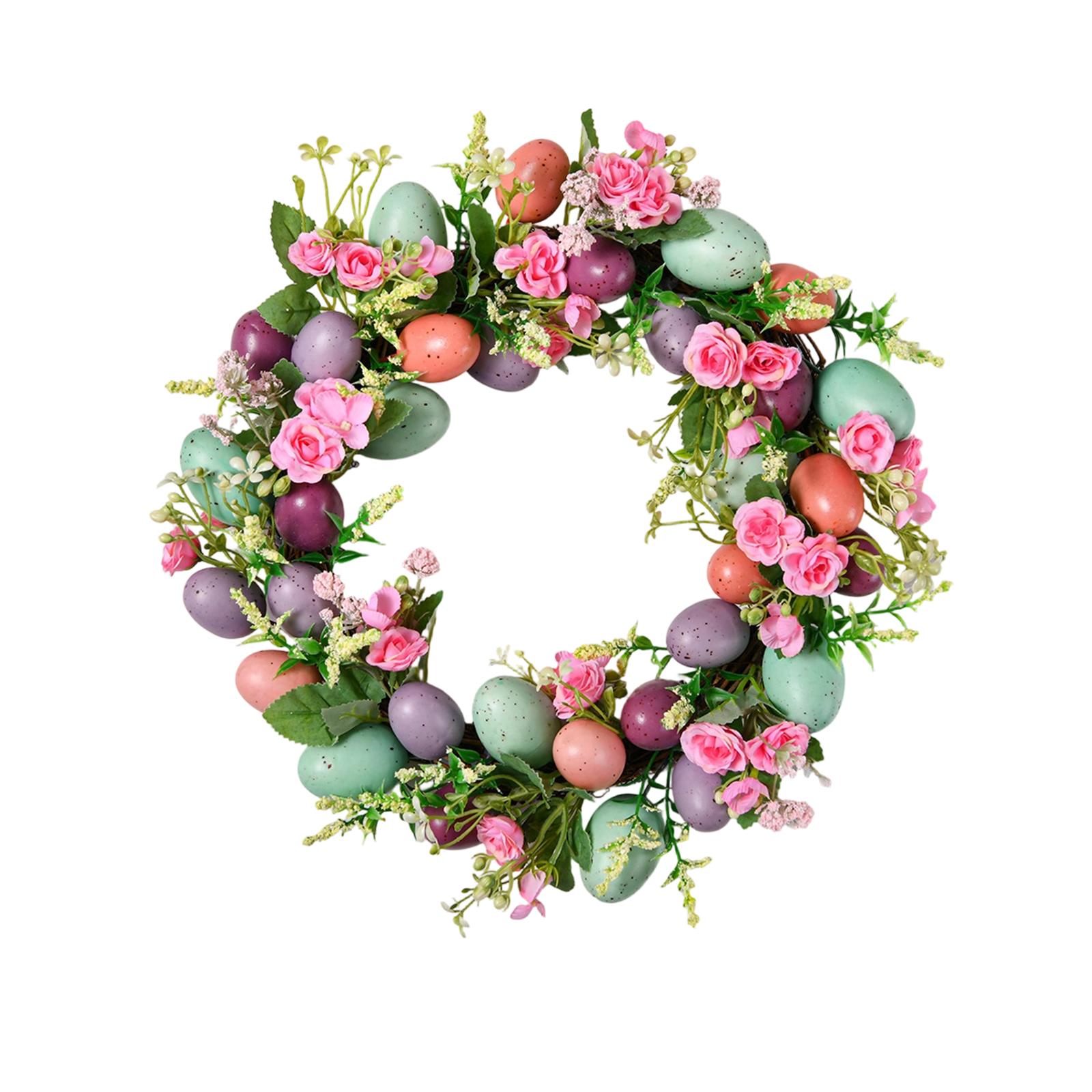 

40*40cm Easter Egg Wreath, Artificial Flower Wreath, Spring Wisteria Wreath, Home Doorway Decoration One Size