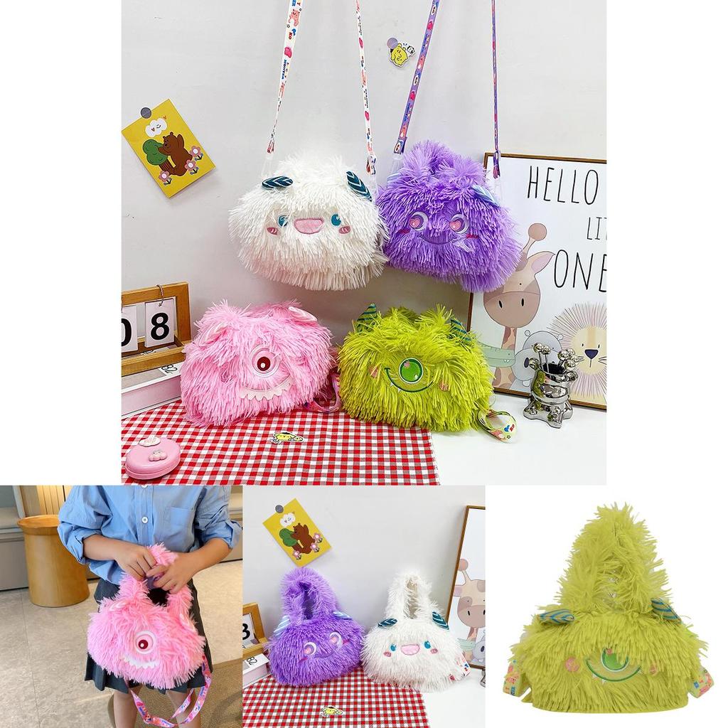 Entzückende Plüschmonster-Schultertasche für Mädchen, weich und leicht, Handtasche für Kinder