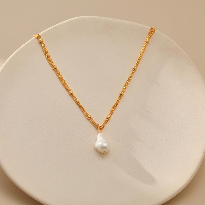 Baroque Style Irregular Shell Pearl Pendant Copper Chain Fashion Necklace For Women