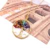 Collana in Pietra Naturale Albero della Vita Avvolta in Filo con Pietre Frantumate Multicolori - N750