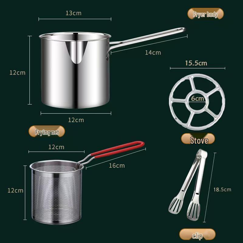 Stainless Steel Mini Deep Fryer with Strainer