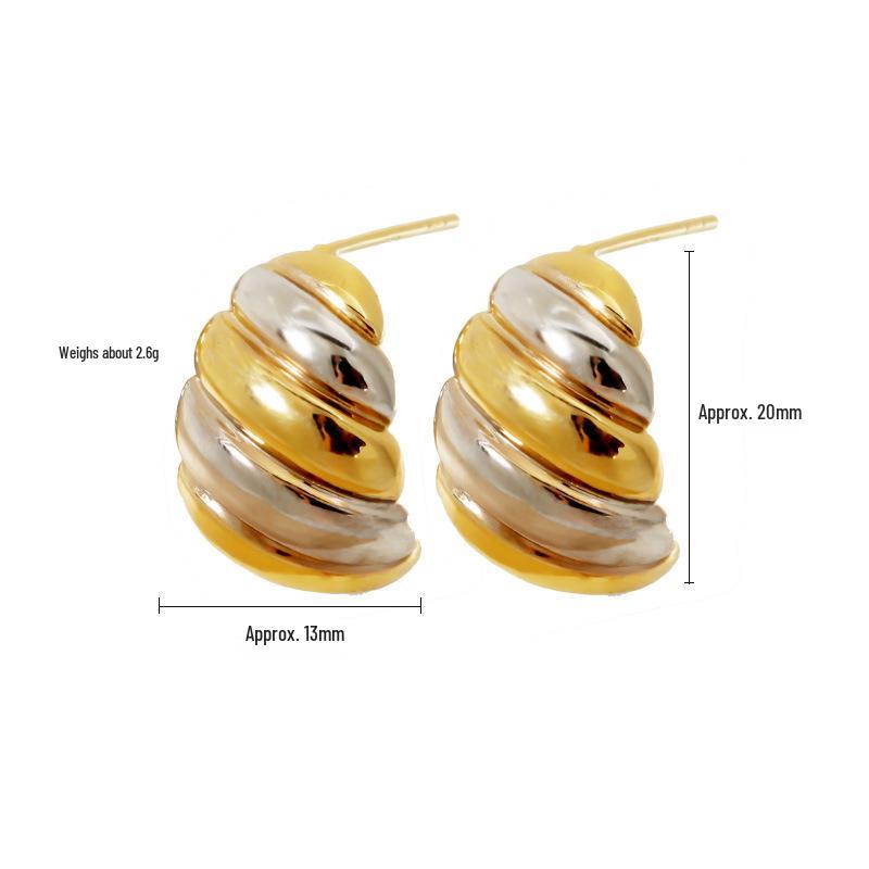 925 Sterling Silver Two-Tone Croissant Earrings In Gold-Plated Korean Style - Chic Women’s Light Luxury Ear Jewelry