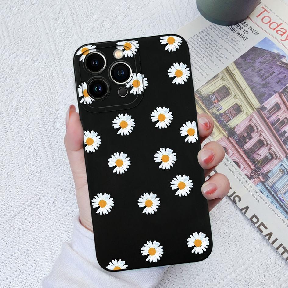 For Apple iPhone 6 7 8 11 12 13 14 15 Pro Max X XS XR SE Phone Case Liquid Soft Silicone Shockproof Cover Sunflower Butterfly For iPhone Shell Bumper