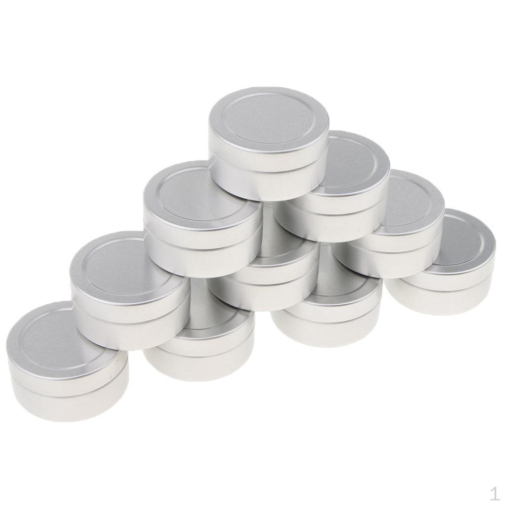 10x Aluminium Lip Tin Pots Jar Bottle Storage Container