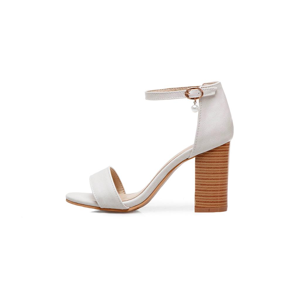 Fashion Women Sandals Ankle Strap High Chunky Heels Office Lady Dress Shoes Small Large Plus Size 32 50