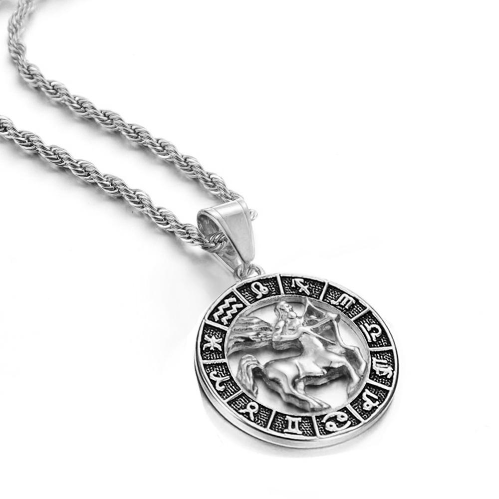 Segni Zodiacali Scorpione Bilancia 12 Costellazioni Ciondolo Colore Argento Catena a Corda in Acciaio Inossidabile Collana per Uomini Donne Gioielli 2025