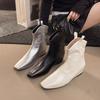Small Square Head Short Boots In the Autumn of 2025, New Women's Boots, Fashionable European and American Style, Beautiful Color, Flat Bottom Inner H