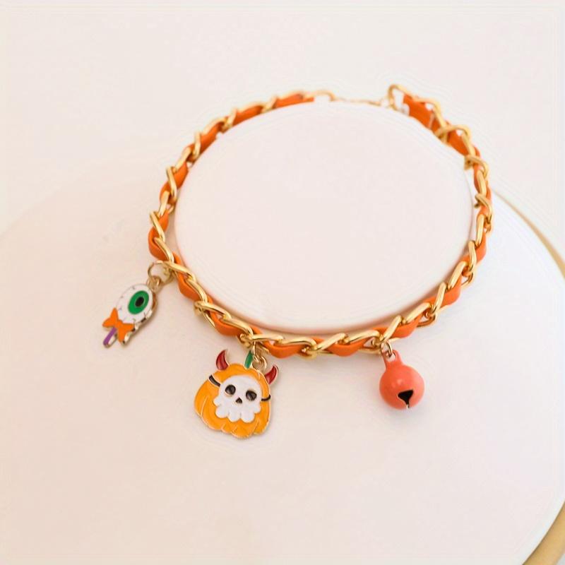 Pet Halloween Collar Velvet Metal Bell Pumpkin Bat Pendant Cat Dog Necklace Accessories