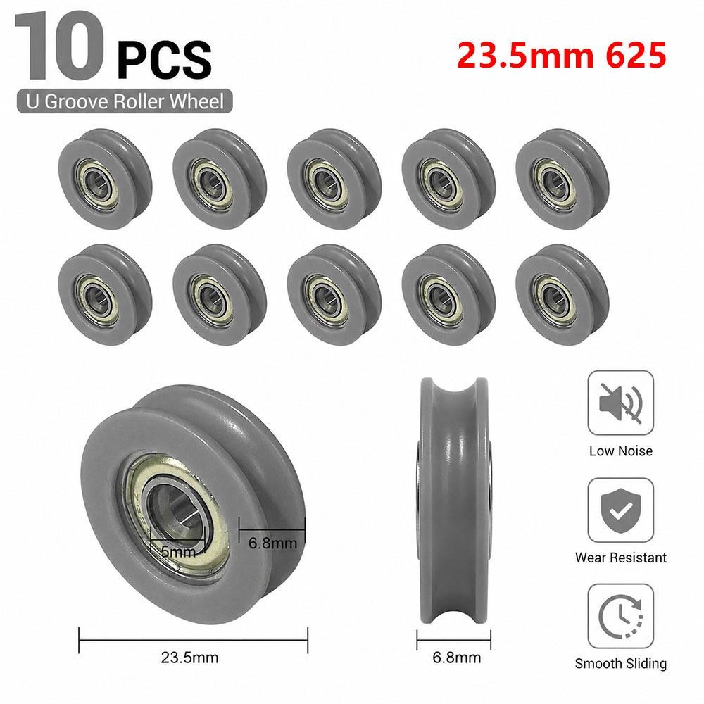 10Pcs Nylon POM Bearing Pulley Stainless Steel Rubber-Coated Pulley for Doors Windows