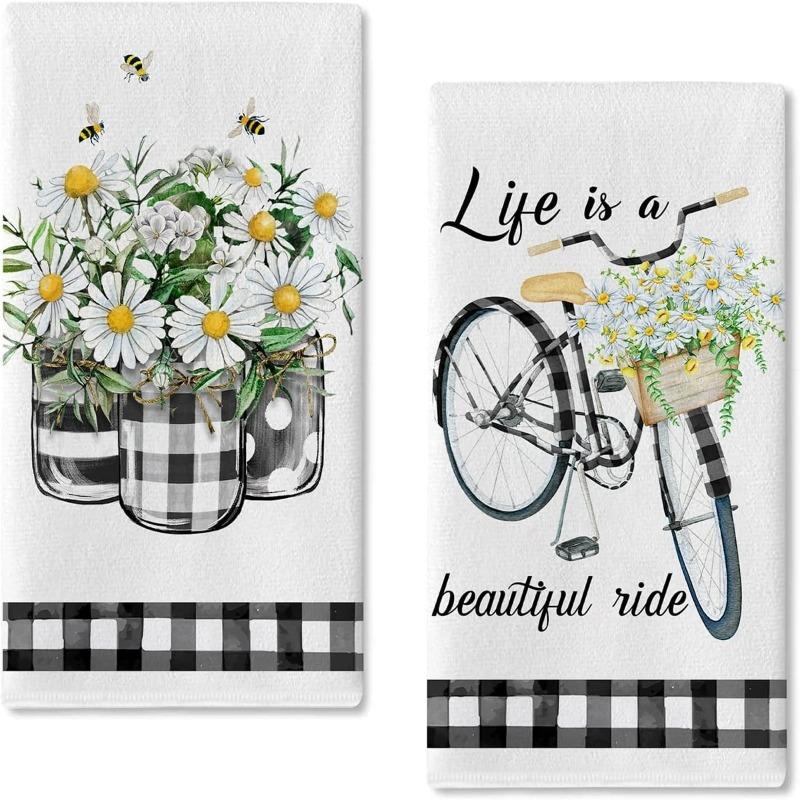2PCS Kitchen Towels, Towel Sets, Super Absorbent Soft Cleaning Cloths, Kitchen Decoration,kitchen Essentials, Household Essentials, Cleaning Cloths