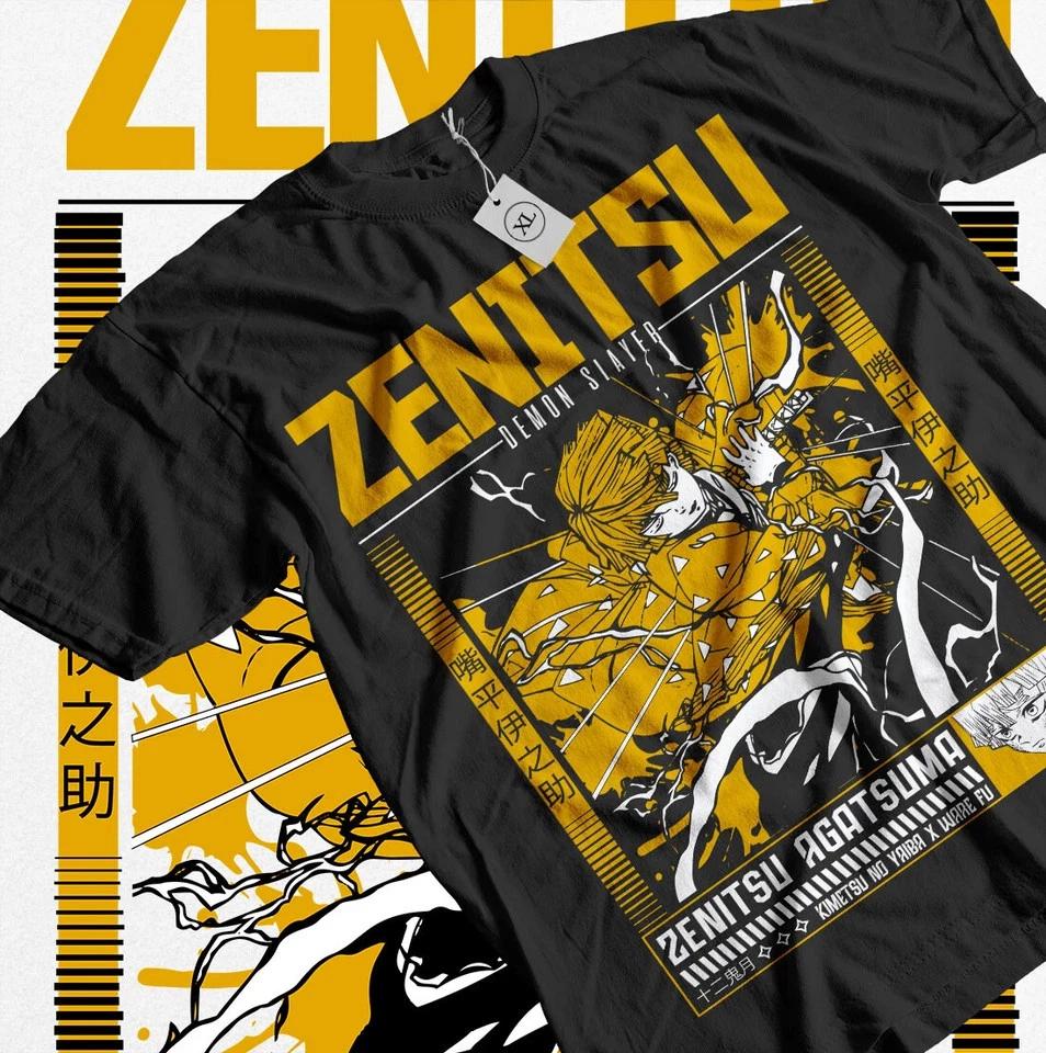 Zenitsu TShirt Demon Slayer Kimetsu No Yaiba Tshirt Nezuko Tanjiro Shirt Black S