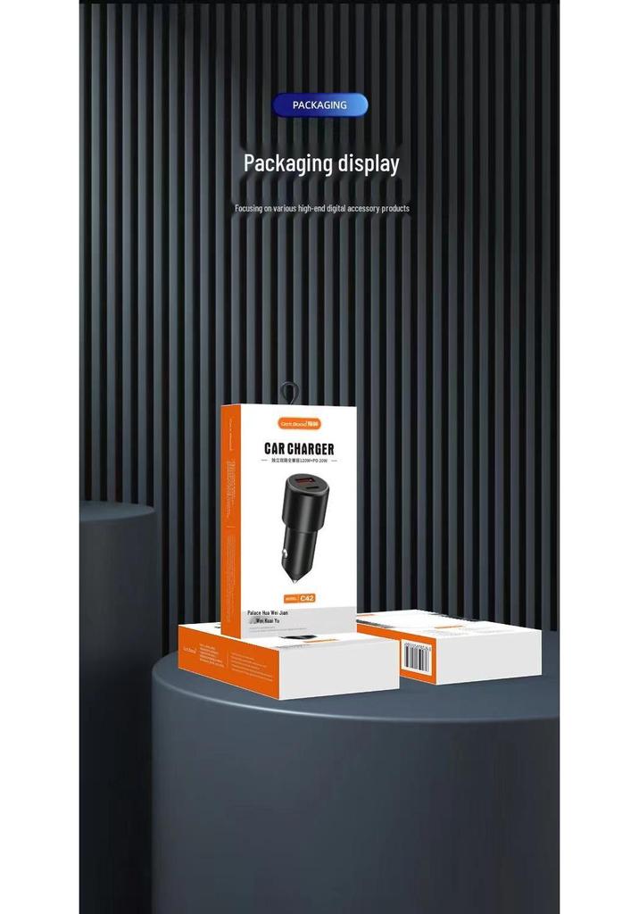 PD48W Dual-Port Car Charger with PD+QC3.0 for Fast Lightning Charging of Phones & Tablets