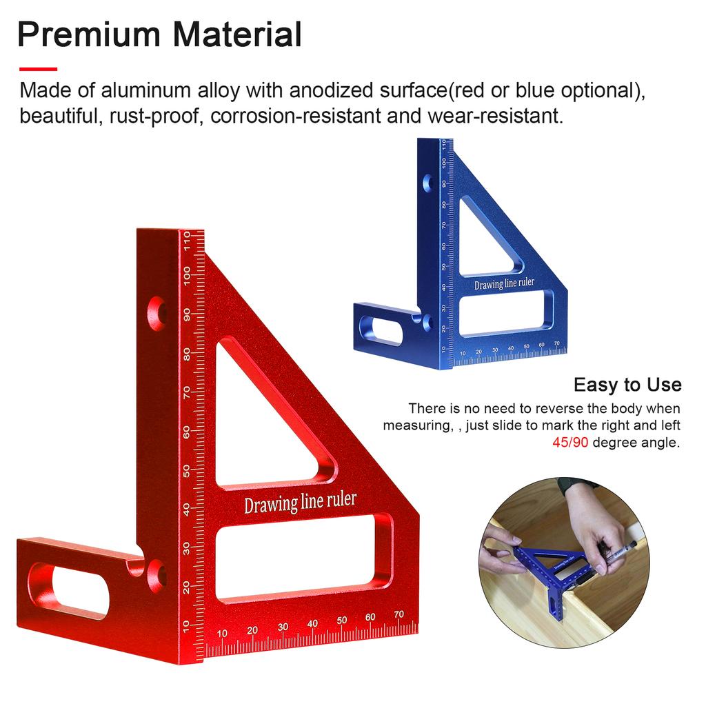Aluminum Alloy Multi Angle Measuring Ruler Woodworking   Protractor 45 degrees  90 degrees  Miter   Ruler Utility Scribing Gauge Multifunc