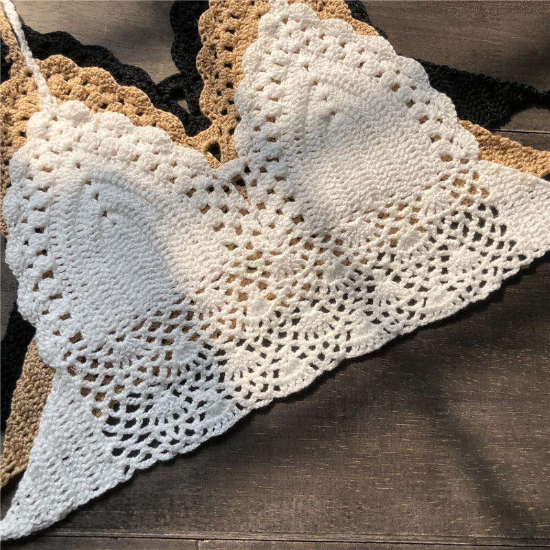 Crochet Women Lace Vest Crop Top Knitted Bra Boho Beachwear Bikini Holiday Tank
