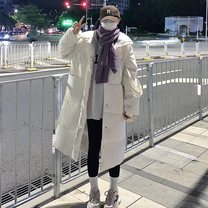 Down Jacket Women's Long Over-the-knee Winter New Korean Style Loose Cotton Jacket Thickened Bread Jacket for Women
