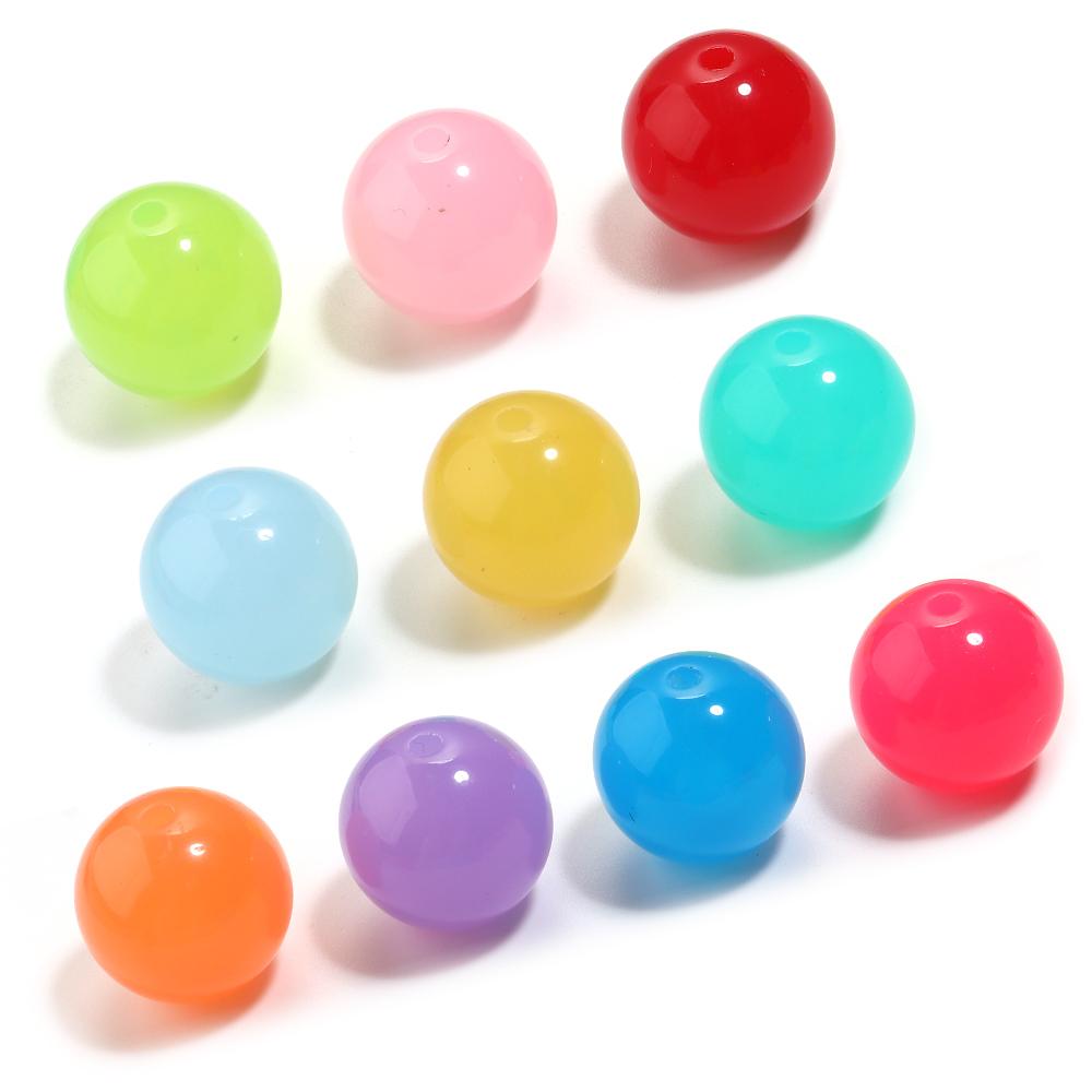 20pcs 16mm Jelly Color Acrylic Beads Round Loose Spacer Beads For Jewelry Making DIY Bracelets Necklace Phone Key Chain Supplies