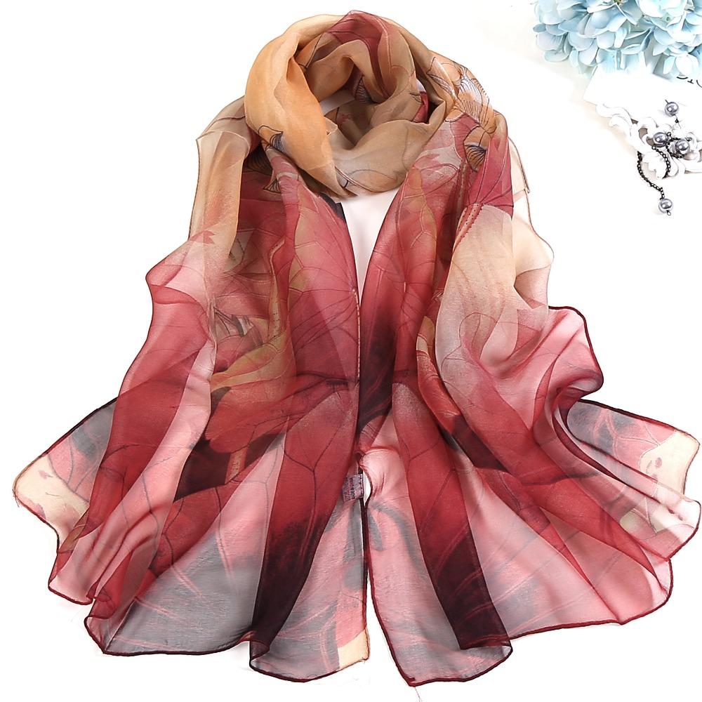 RUNMEIFA  New Fashion Spring/Summer Women Floral Printing Beach Silk Scarf Shawls Female Long Wraps Beach Sunscreen Hijab