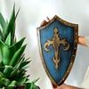 Handmade Fleur-de-Lis Shield Blue Gold Renaissance Knight LARP Cosplay