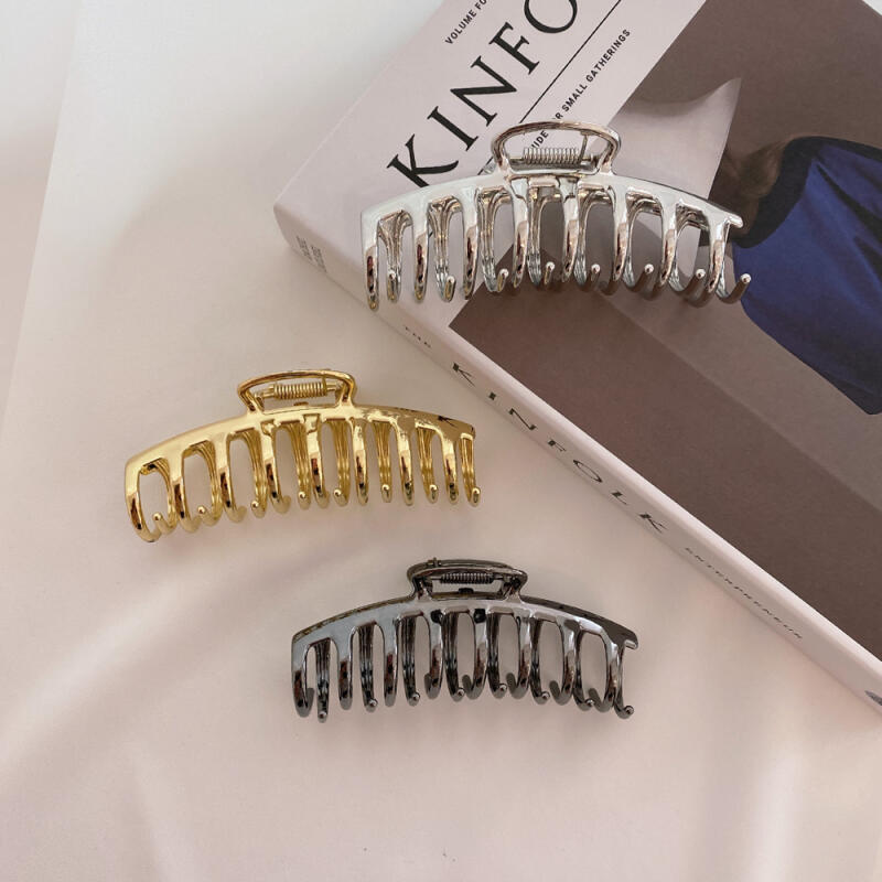 Big size glossy metal hair clip updo hairpin Black gloss
