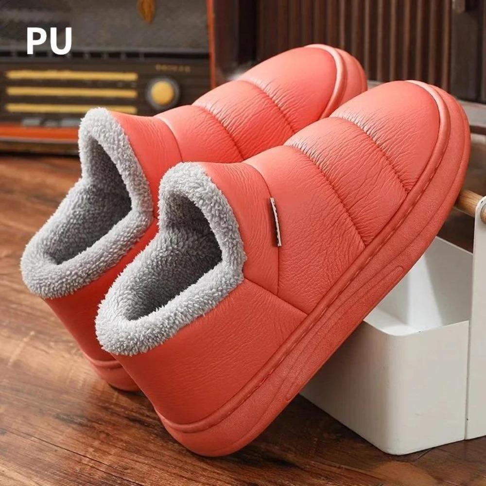 Ankunft wasserdichte Damen PU Leder Schneestiefel warmes kurzes Plüsch Stiefelette weibliche Winterschuhe Frau große Übergröße 41 45