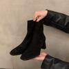 Autumn high-heeled small ankle boots suede Martin boots women's shoes new autumn and winter square head thin short boots