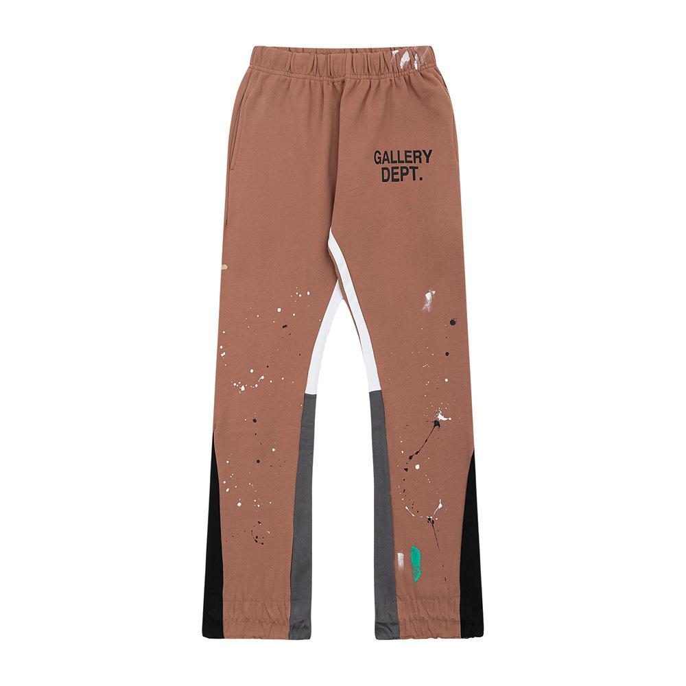 Gallery Dept Pantalon de survêtement décontracté style high street à cordon de serrage, splicing à éclaboussures d'encre peint à la main, légèrement tiré, pantalon de sport ample pour hommes et femmes