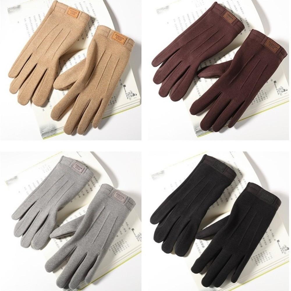 Touch Screen Keep Warm Gloves Solid Color Winter Mittens Thickened Thermal Gloves Man