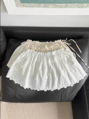Women's Casual Versatile Sweet Side Tie Layered Cotton Skirt with Embroidered Apron