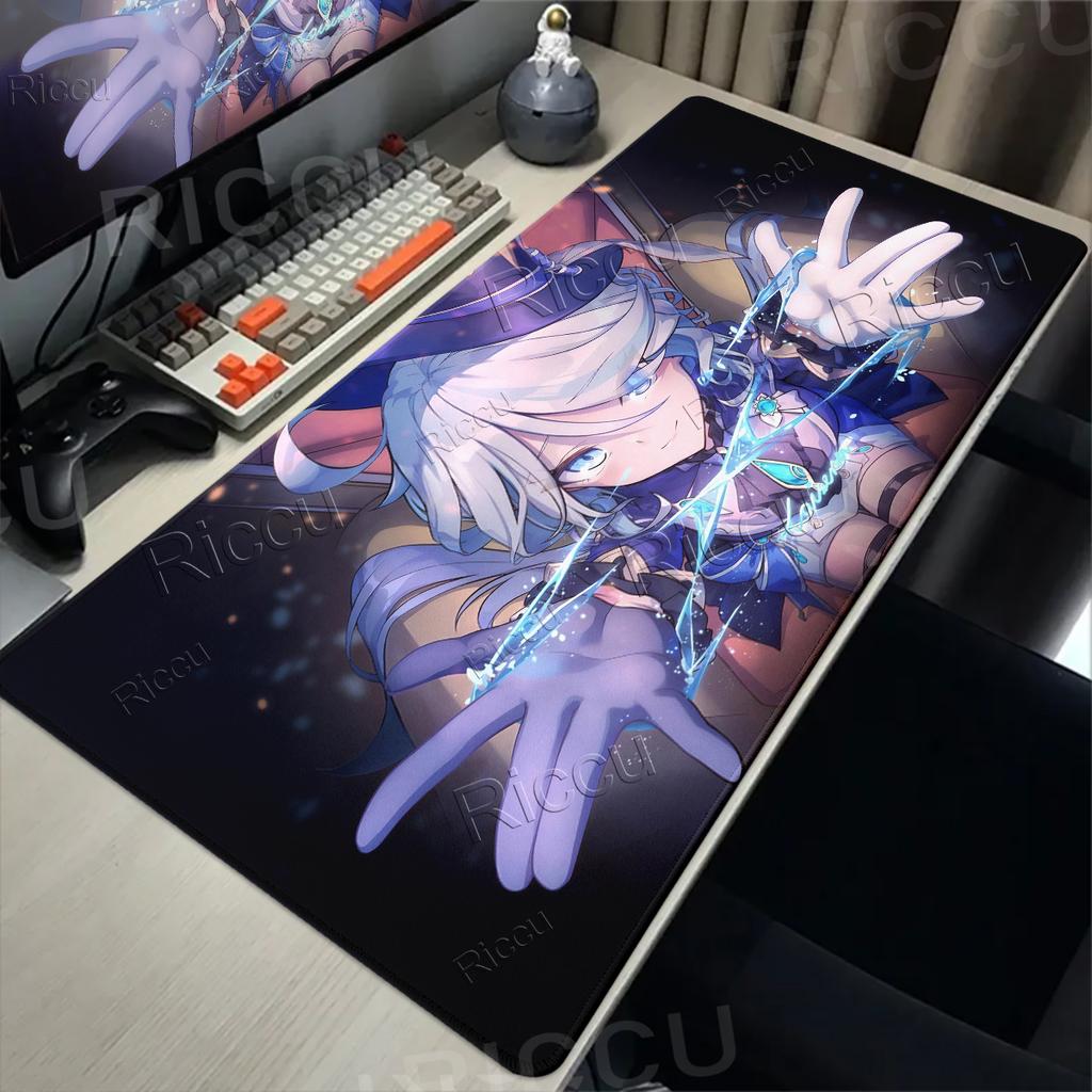 New Pretty Genshin Impact Furina Pattern Anime Mouse Pads Game Office Nonslip Desk Mats Mechanical Keyboard Laptop Rubber Carpet