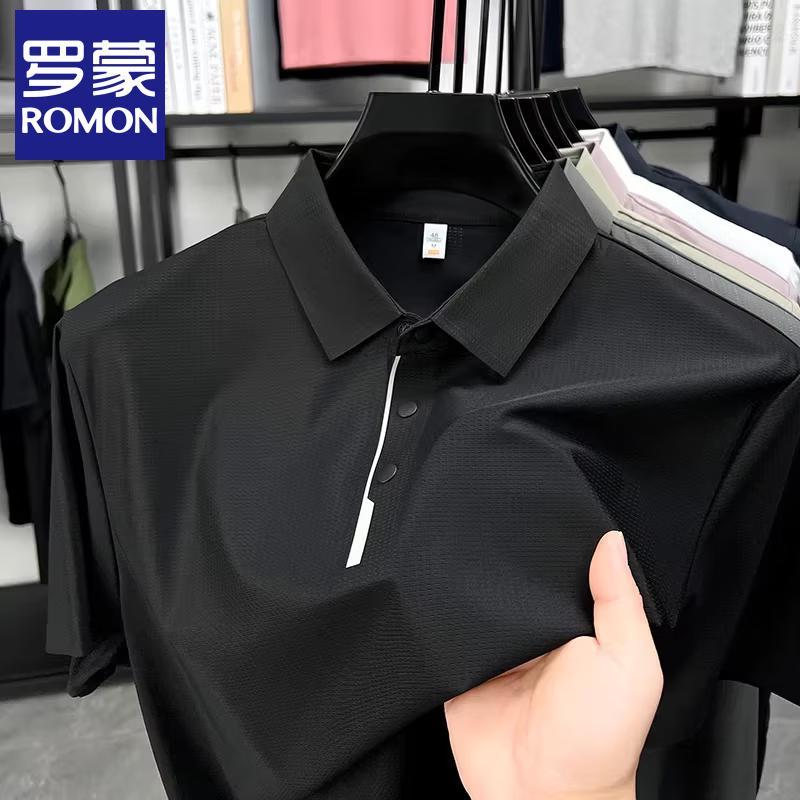 Romon Men's Ice Silk Seamless Polo Shirt