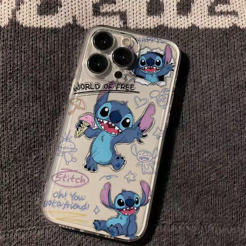 

Cartoon Stitch Angel Ice Cream Space Shell for iPhone 14/15/16 Plus Apple 7 Plus