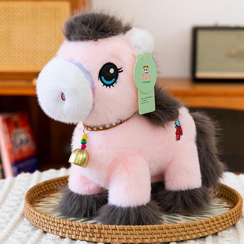 

Разноцветные колокольчики, пони, плюшевые игрушки, автомат для ловли кукол, кукла, год лошади по гороскопу, талисман, украшение для ежегодного собрания 25cm【0.21kg】 розовый