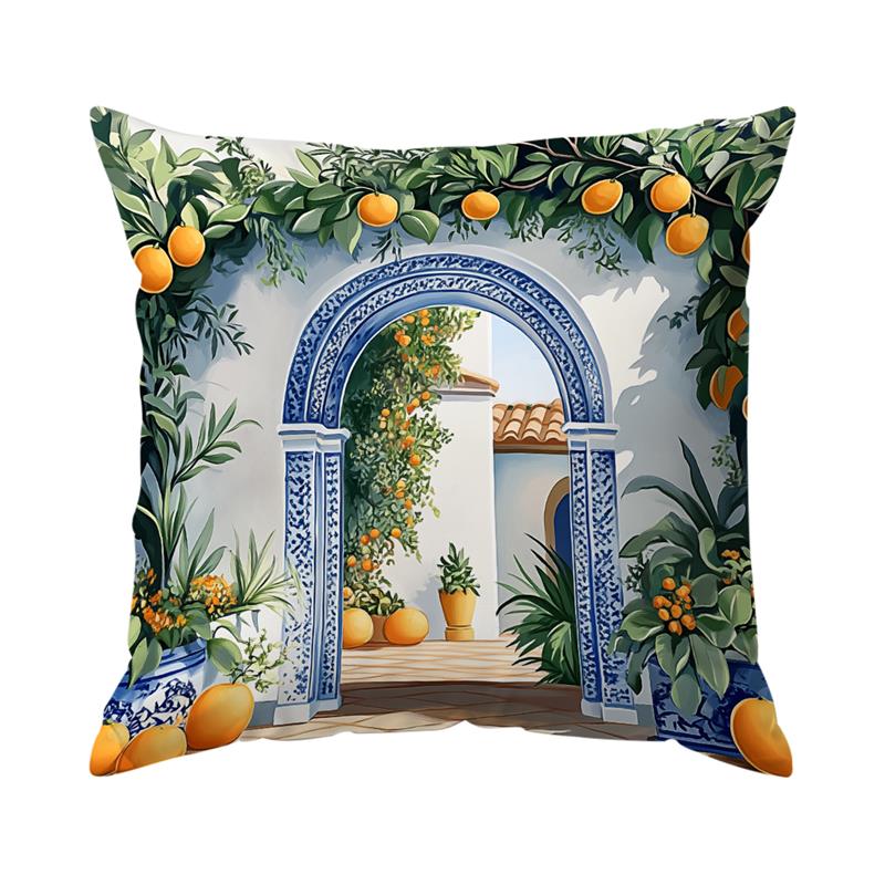 Fruit Lemon Manor Cushion Pillowcase Printed Polyester 45X45Cm Throw Pillowcover Decorative Sofa Cushion Pillowslip Home Decor