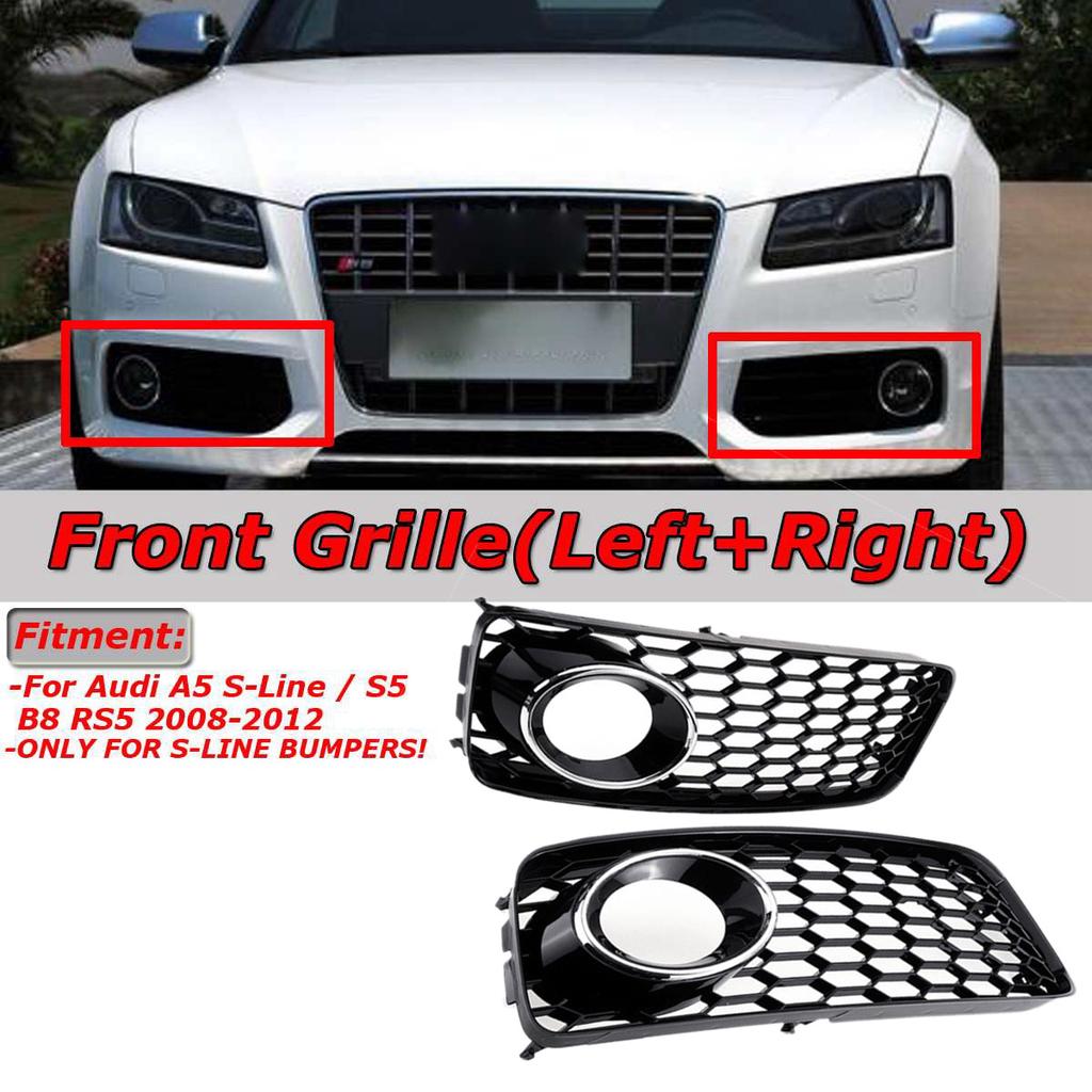 BLH-JMS Lamp rador grill barbecue a pair of car front fog light lamp cover honeycomb fog for audi a3 8p S-line 2009-2012 A3 8P fog light radiator grill,Silver