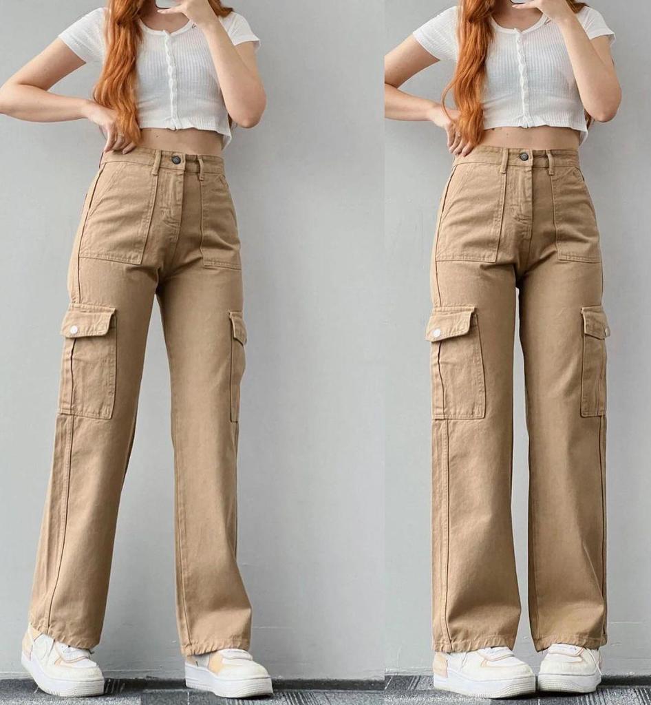 2023 European & American Versatile Mid-Waist Casual Workwear with 3D Pockets