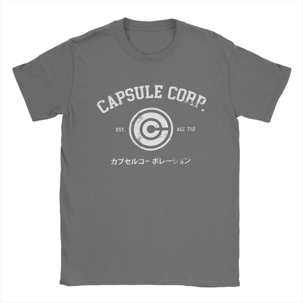 Capsule Corp T Shirts for Men Cotton Vintage T-Shirts Crew Neck Anime DBZing Tees Short Sleeve Clothing Summer