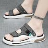 Fashion 2025 Mens Dual Strap Sandals 2 Color Summer Slide Shoes Non Slip Beach Sandals with Arch Support Quick Dry Design