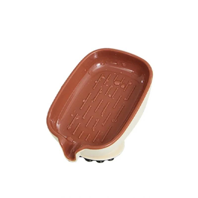 Multi Functional Suction Cup Soap Storage Rack with Drainage Holes Household Light Luxury Bathroom Soap Box Bathroom Supplies
