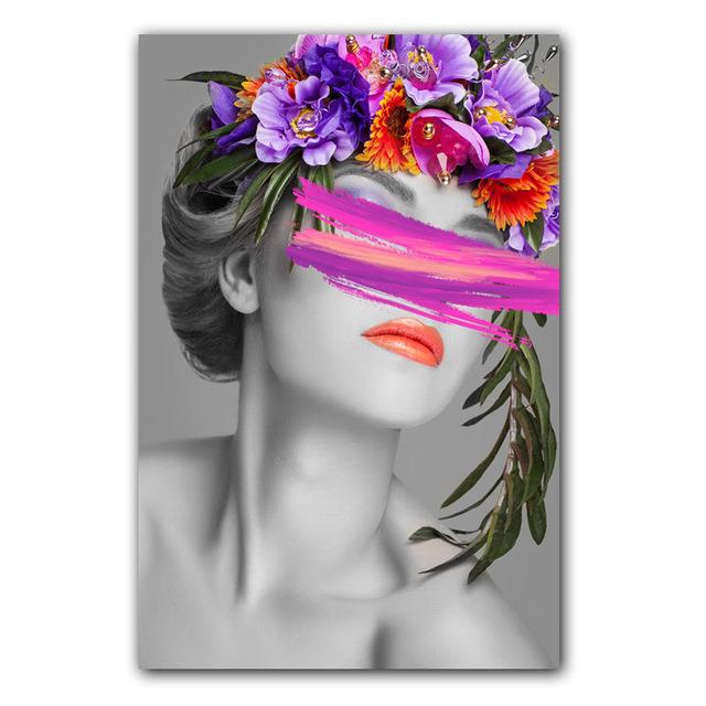Modern Fashion Girl Graffiti Wall Art Poster Black White Watercolor Canvas Painting Nordic Wall Pictures Living Room Home Decor No Frame