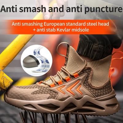Work Shoes Safety Shoes Work Shoes for Men BreatheableBoots Puncture Resistant Wear-resistant Lightweight Steel Toe Sneakers