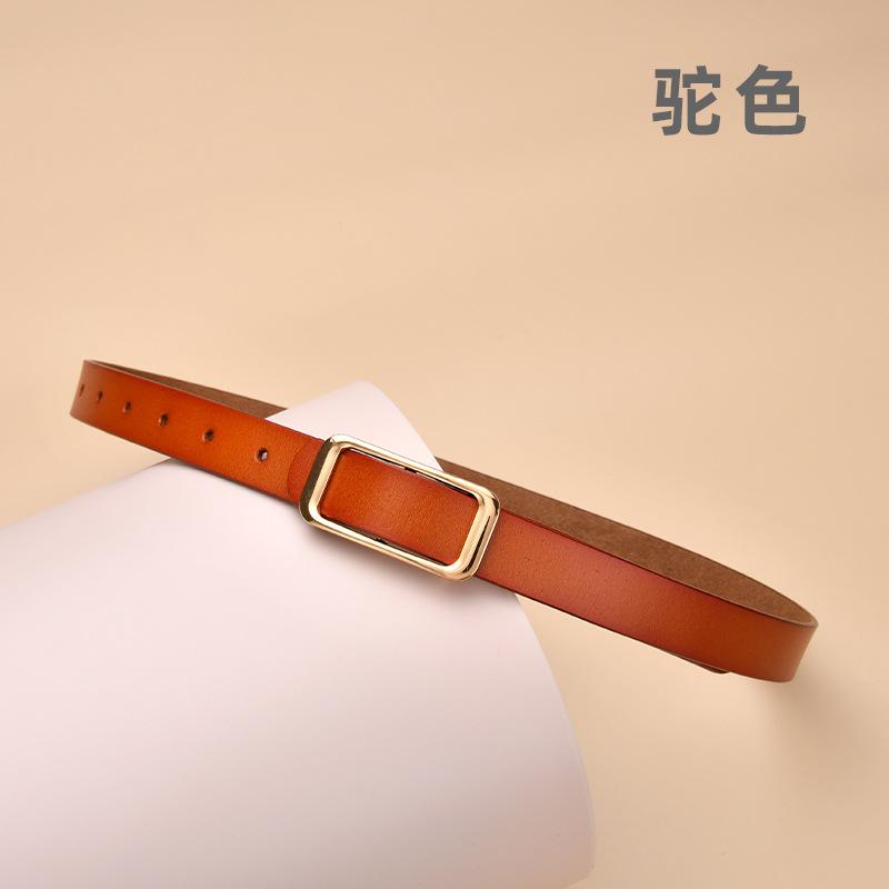 New Women'S Round Buckle Hollow Belt Jeans Decorative Belt Waist Seal Versatile Genuine Cowhide Women'S Smooth Buckle Belt