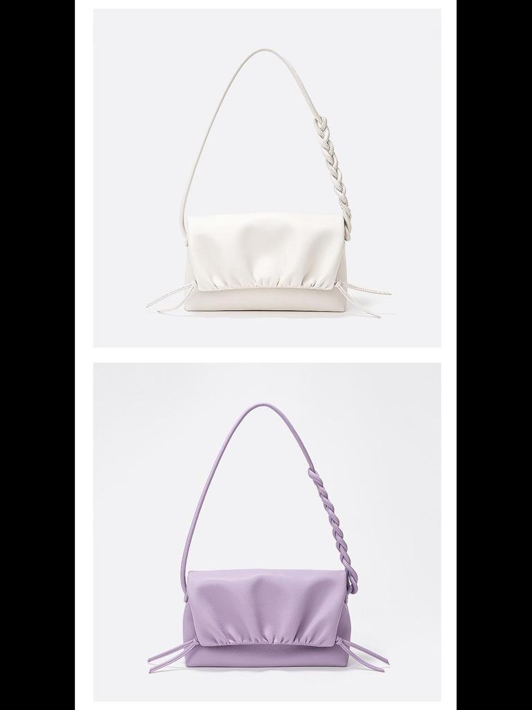 Korean Style Cloud Pleated Genuine Leather Shoulder Bag - Trendy All-Match Drawstring Messenger for Women